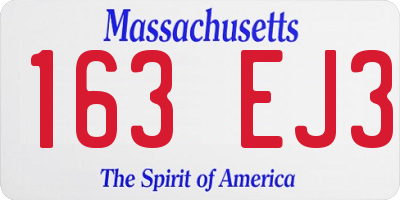 MA license plate 163EJ3