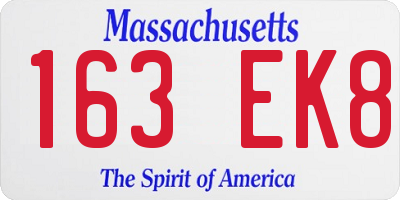 MA license plate 163EK8
