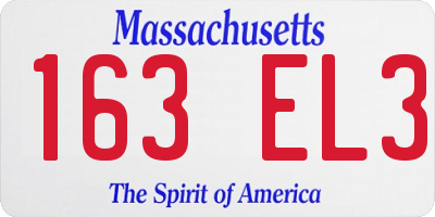 MA license plate 163EL3