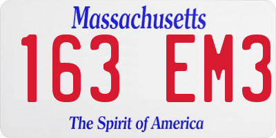 MA license plate 163EM3