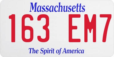 MA license plate 163EM7
