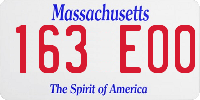 MA license plate 163EO0
