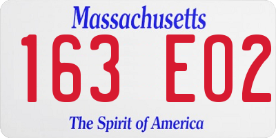 MA license plate 163EO2