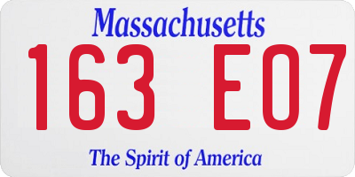 MA license plate 163EO7
