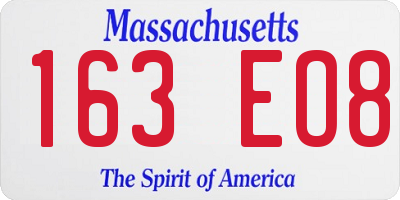 MA license plate 163EO8