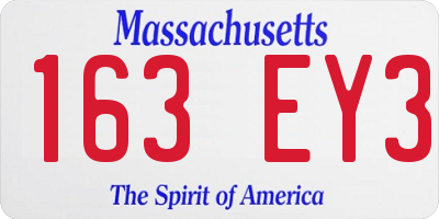 MA license plate 163EY3