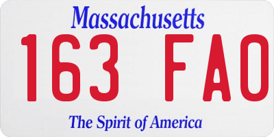MA license plate 163FA0