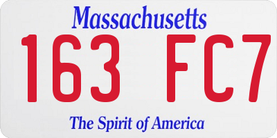 MA license plate 163FC7