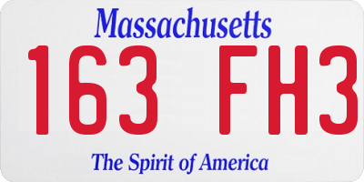 MA license plate 163FH3