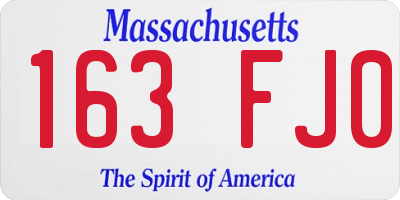 MA license plate 163FJ0