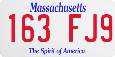 MA license plate 163FJ9