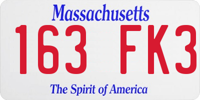 MA license plate 163FK3