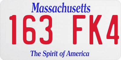 MA license plate 163FK4