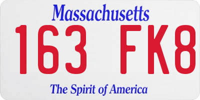 MA license plate 163FK8