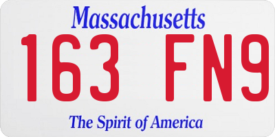 MA license plate 163FN9