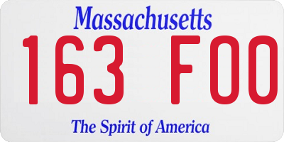 MA license plate 163FO0