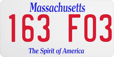 MA license plate 163FO3