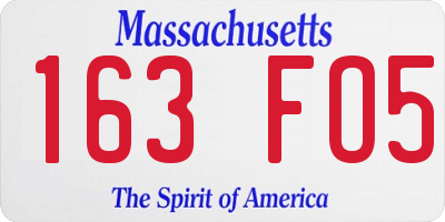 MA license plate 163FO5