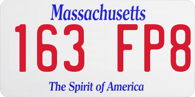 MA license plate 163FP8
