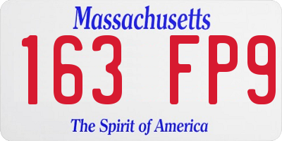 MA license plate 163FP9