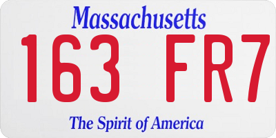 MA license plate 163FR7