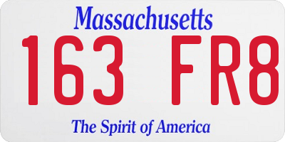 MA license plate 163FR8