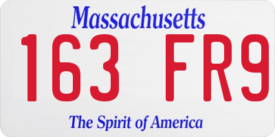 MA license plate 163FR9