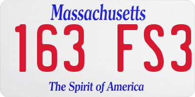 MA license plate 163FS3