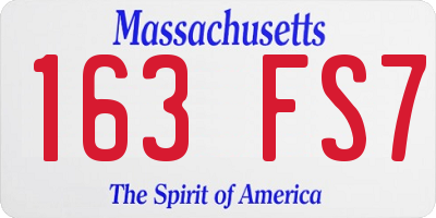 MA license plate 163FS7