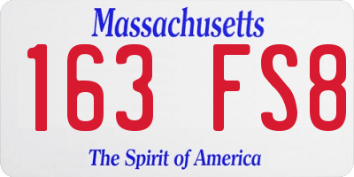 MA license plate 163FS8