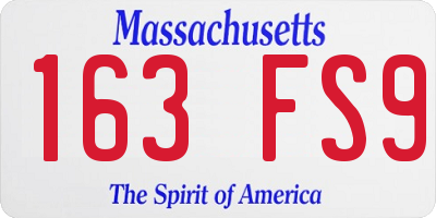 MA license plate 163FS9