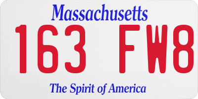 MA license plate 163FW8