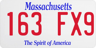 MA license plate 163FX9
