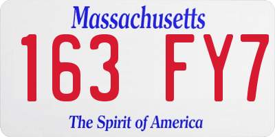 MA license plate 163FY7