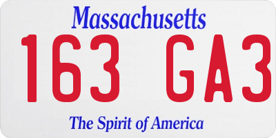 MA license plate 163GA3
