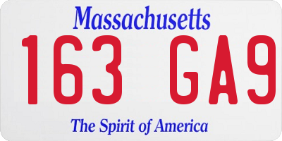 MA license plate 163GA9