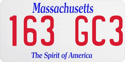MA license plate 163GC3
