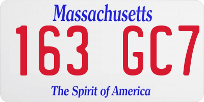 MA license plate 163GC7