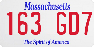 MA license plate 163GD7