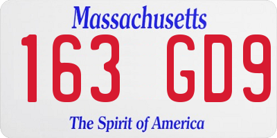 MA license plate 163GD9