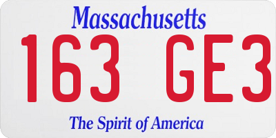 MA license plate 163GE3