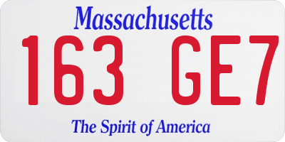 MA license plate 163GE7