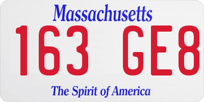 MA license plate 163GE8