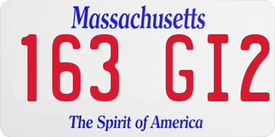 MA license plate 163GI2