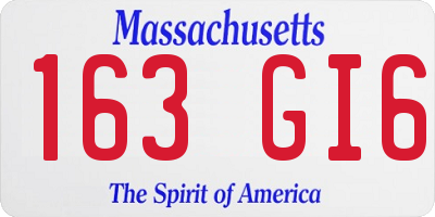 MA license plate 163GI6