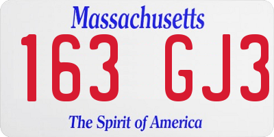 MA license plate 163GJ3