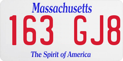 MA license plate 163GJ8