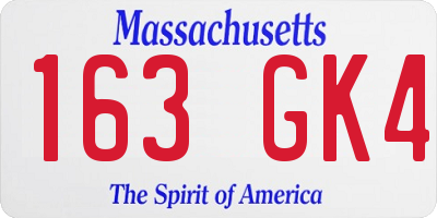MA license plate 163GK4