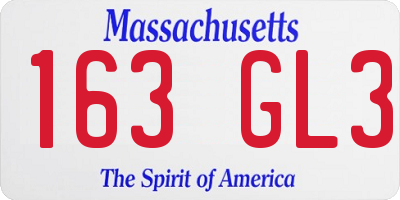 MA license plate 163GL3