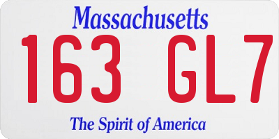 MA license plate 163GL7